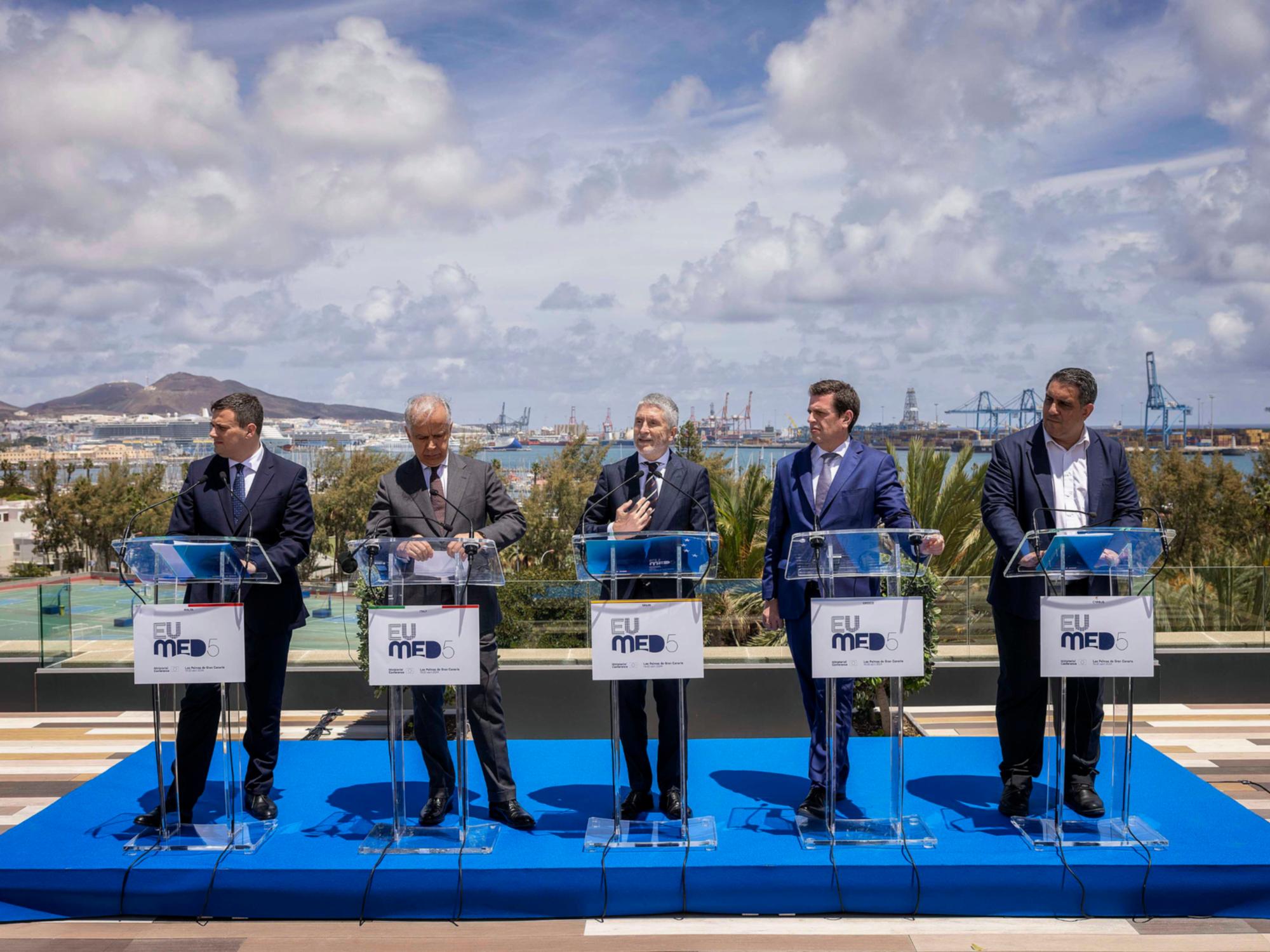 Los ministros de Interior y Migración de España, Italia, Grecia, Chipre y Malta en la cumbre MED5 en Las Palmas de Gran Canaria