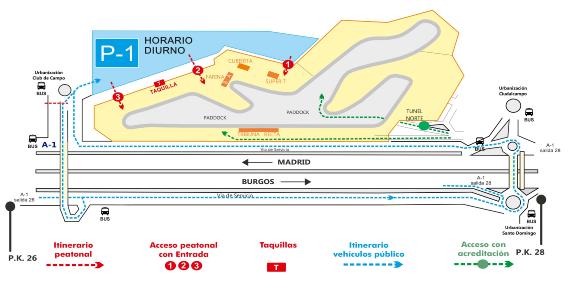 Imagen del mapa para acceder a dicho aparcamiento, situado en el circuito del Jarama
