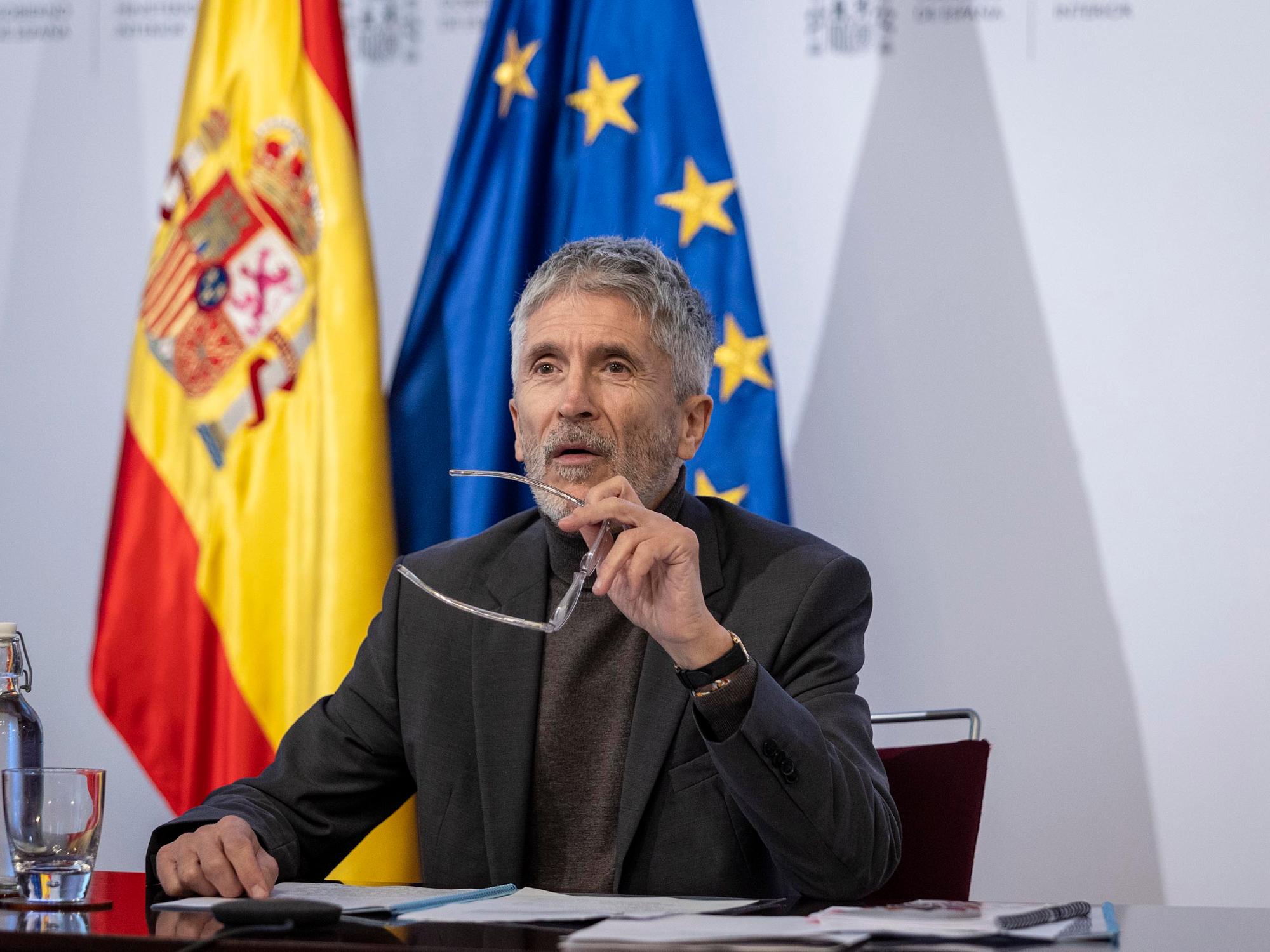 Imagen del ministro del Interior, Fernando Grande Marlaska participando en el Foro de Internet de la UE