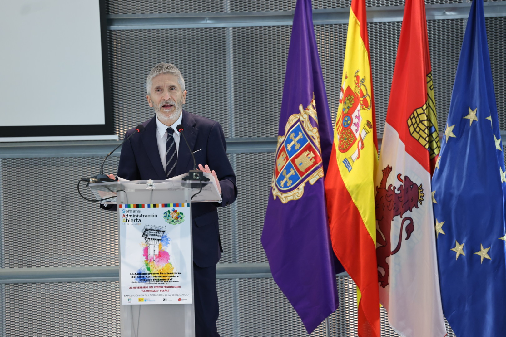 El ministro del Interior, Fernando Grande-Marlaska, durante la inauguración este lunes en Palencia