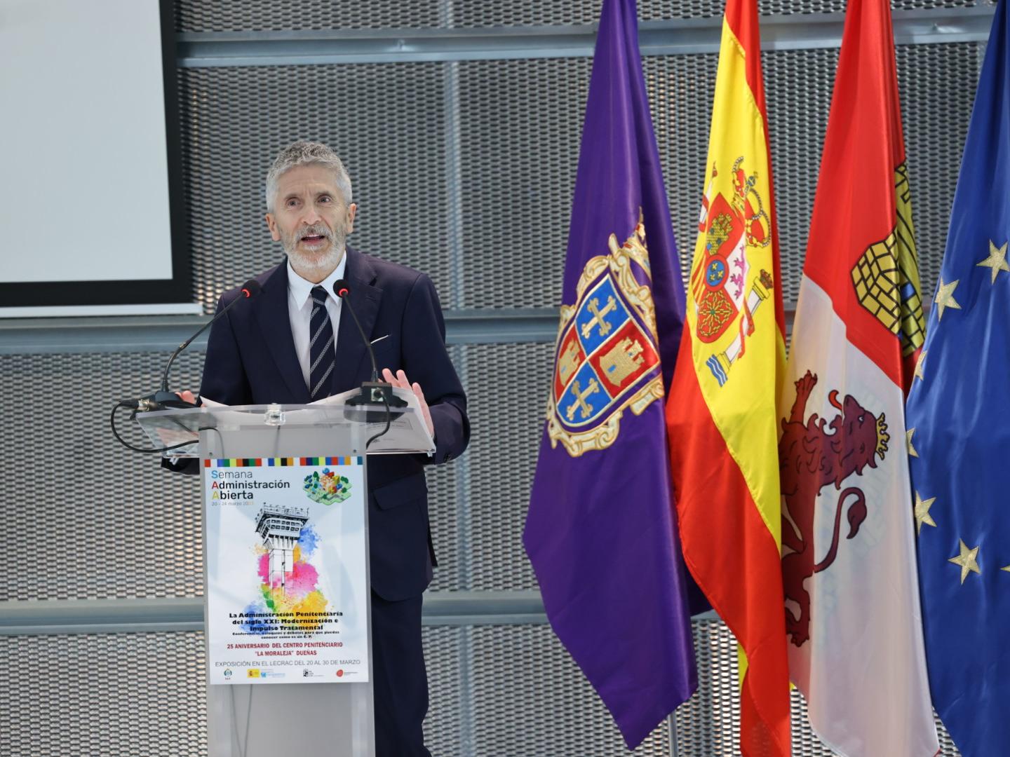 El ministro del Interior, Fernando Grande-Marlaska, durante la inauguración este lunes en Palencia