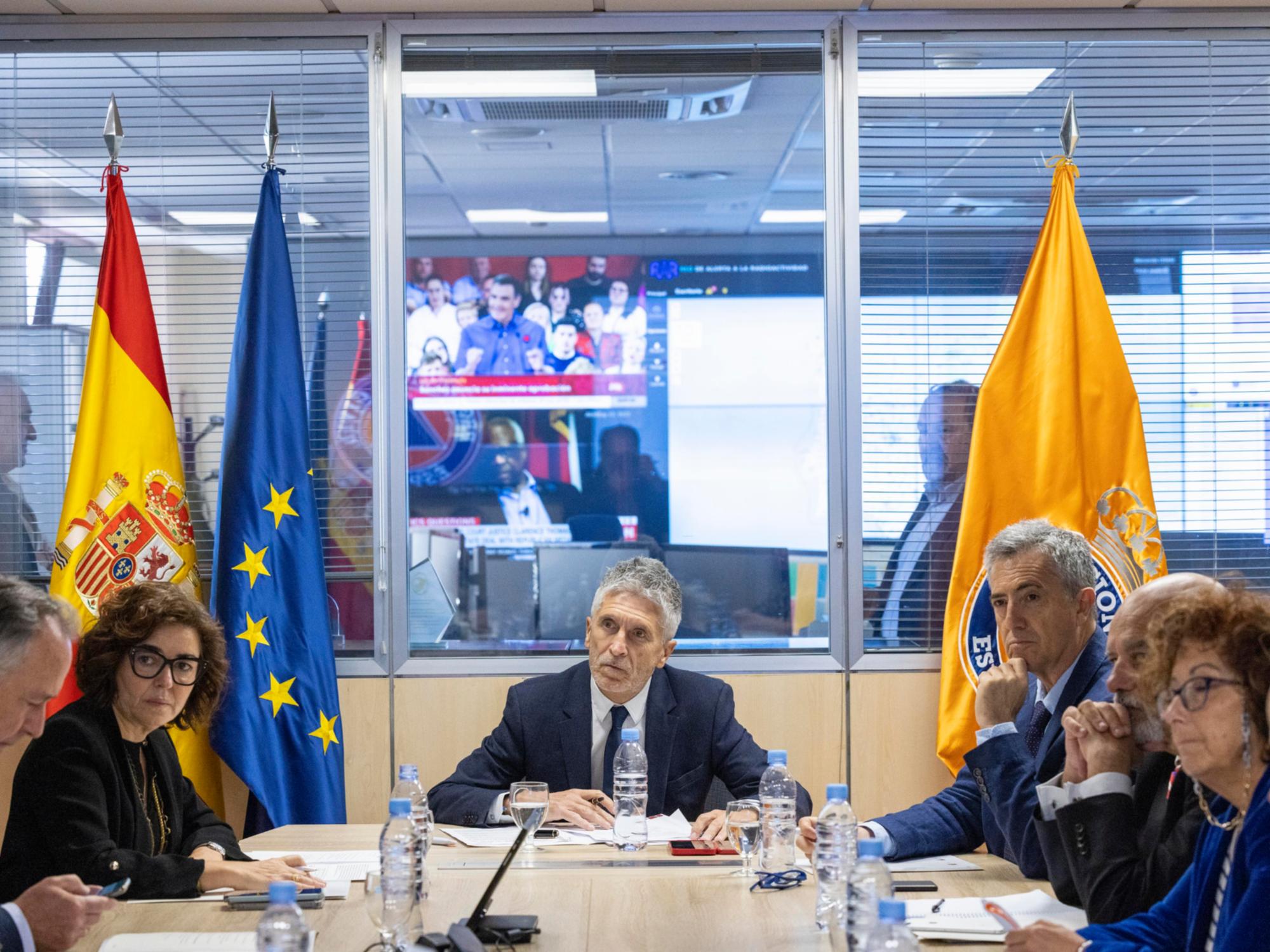 Imagen del ministro Grande Marlaska presidiendo la reunión en el CENEM
