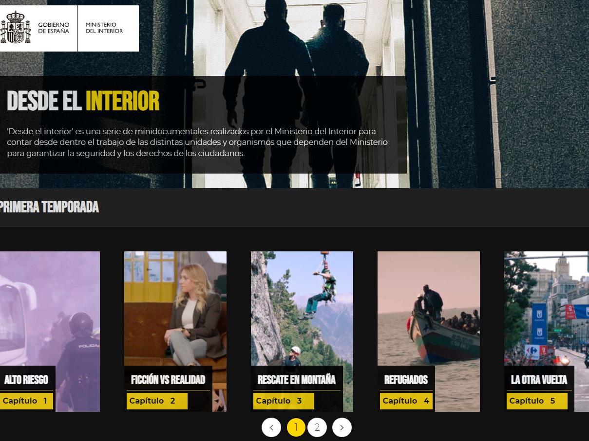 Imagen de la web creada por el Ministerio del Interior creada para que los espectadores podrán navegar por los diez capítulos de la primera temporada