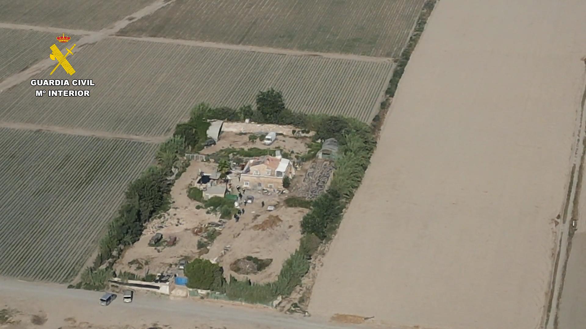 Imagen aérea de la la pedanía lorquina de La Escucha (Murcia) donde fue detenido