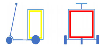 Imagen de los reflectantes laterales de color amarillo auto y traseros de color rojo para transporte de mercancías u otros servicios