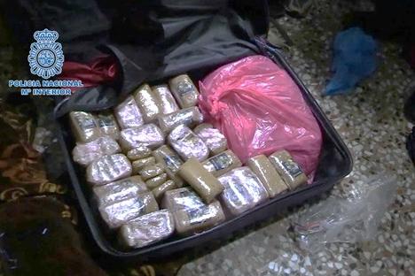 Paquetes de droga incautados por la Policía Nacional en la operación lupanar