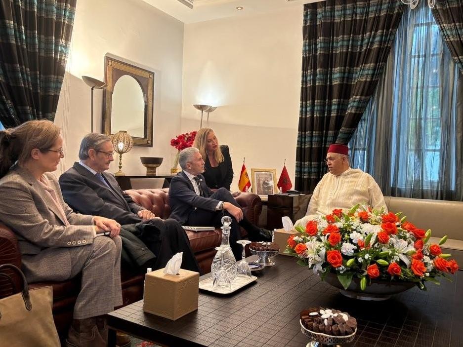 El ministro del Interior, Fernando Grande-Marlaska con su homólogo marroquí, Abdelouafi Laftit, en Rabat